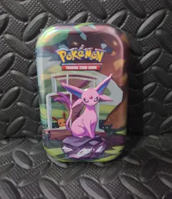 Pokemon Scarlet & Violet Prismatic Evolutions Mini Tin Espeon New Sealed - Image 1