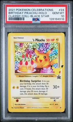 Pokemon Birthday Pikachu Celebrations Classic Coll. Holo Promo #24 PSA 10 - Image 2