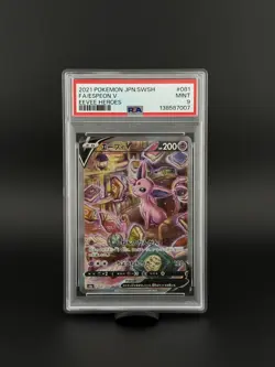 2021 POKEMON FA/ESPEON V JAPANESE SWORD & SHIELD EEVEE HEROES #081 PSA 9 MINT - Image 1