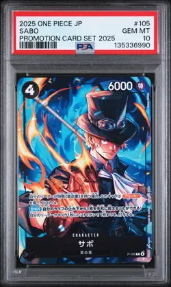 2025 ONE PIECE JPN PROMOTION CARD SET 2025 #105 SABO PSA 10 - Image 1