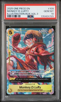 2025 ONE PIECE PROMOS ILLUSTRATION BOX VOL.3 #109 MONKEY D. LUFFY PSA 10 - Image 1