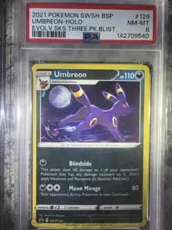Pokemon Umbreon SWSH 129 Black Star Promo PSA 8 & Umbreon V Holo SWSH203 PSA9! - Image 3