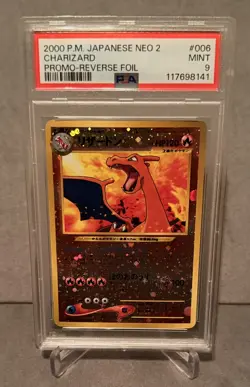 2000 POKEMON JAPANESE NEO 2 PROMO REVERSE FOIL #006 CHARIZARD PSA 9 - Image 1