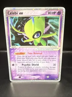 Pokemon TCG Celebi EX 17/17 Reverse Holo POP Series 2 2005 Swirl - Image 1