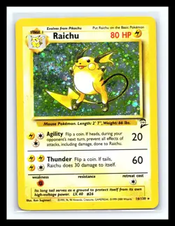 💥 RAICHU Holo Rare # 16/130 | BASE SET 2 | Pokemon 2000 TCG Vintage Card - Image 1