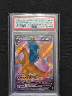 2020 POKEMON SWSH PROMO CHAMPION'S PATH ETB #050 CHARIZARD V PSA 10 - Image 1