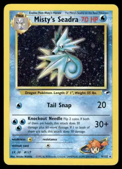 Pokemon Cards Misty's Seadra 9/132 PRERELEASE Holo Gym Heroes *eBay Live* - Image 1