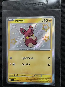 Pokemon TCG Pawmi Scarlet & Violet: Paldean Fates 142/091 Holo Shiny Rare - Image 1