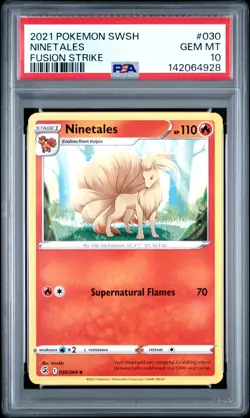 2021 Pokemon Sword & Shield Fusion Strike NINETALES #030 PSA 10 Gem Mint Low Pop - Image 1