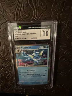 Pokemon Scarlet & Violet 151 Holo Rare Vaporeon 134/165 CGC 10 Gem Mint - Image 1