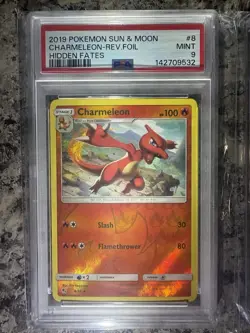 2019 Pokemon Hidden Fates Charmeleon Reverse Holo #8/68 PSA 9 & Xy 10/108 PSA8! - Image 2