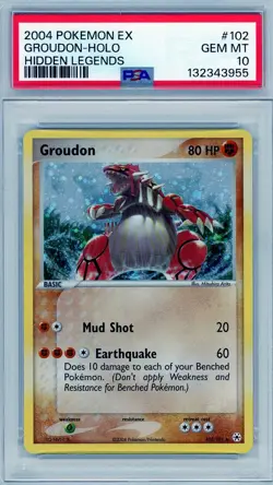 2004 Pokemon EX Hidden Legends Groudon Holo #102 PSA 10 Gem Mint - Image 1