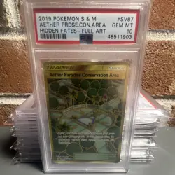 Pokemon Aether Paradise Conservation Area SV87 Hidden Fates PSA 10 2019 - Image 1