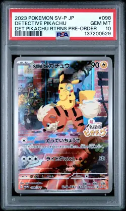 2023 POKEMON JPN SV-P PROMO #098 DETECTIVE PIKACHU PSA 10 - Image 1
