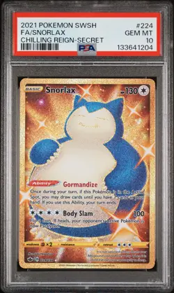 PSA 10 GM SNORLAX 2021 POKEMON SWORD & SHIELD CHILLING REIGN #224 - Image 1