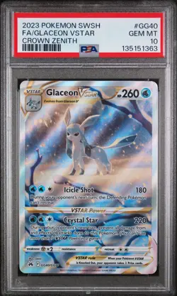 2023 POKEMON SWORD & SHIELD CROWN ZENITH #GG40 FULL ART/GLACEON VSTAR PSA 10 - Image 1