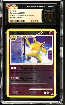 CGC 10 PRISTINE Hypno 19/106 Great Encounters Reverse Holo Pokemon Card LOW POP - Image 1