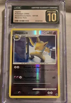 CGC 10 PRISTINE Hypno 19/106 Great Encounters Reverse Holo Pokemon Card LOW POP - Image 3