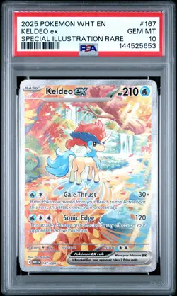 2025 POKEMON WHT EN-WHITE FLARE SPECIAL ILLUSTRATION RARE #167 KELDEO EX PSA 10 - Image 1