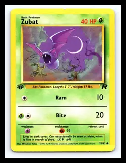 💥 ZUBAT 1ST EDITION Non Holo # 70/82 | TEAM ROCKET SET | Pokemon 2000 Vintage - Image 1