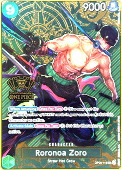 Roronoa Zoro PROMO ANNIVERSARY GOLD FOIL ALT ART OP06-118 ONE PIECE TCG NM - Image 2
