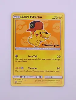 Pokemon Ash's Pikachu Card Promo SM 110 "I Choose you" Movie Stamp Black Star - Image 1