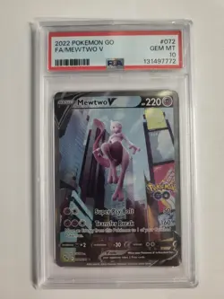 2022 Pokemon GO Mewtwo V 072/078 Alternate Art PSA 10 GEM MINT Alt Art - Image 1