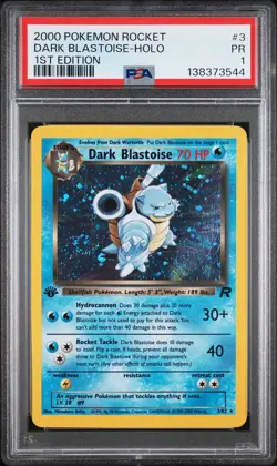 2000 POKEMON ROCKET 1ST ED #3 DARK BLASTOISE-HOLO PSA 1 - Image 1