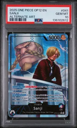2025 ONE PIECE OP12-LEGACY OF THE MASTER ALTERNATE ART #041 SANJI PSA 10 - Image 1