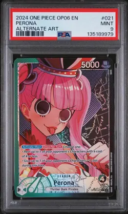 2024 ONE PIECE OP06-WINGS OF THE CAPTAIN ALTERNATE ART #021 PERONA PSA 9 - Image 1