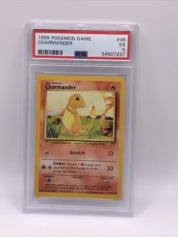 Pokemon Cards 1999 Base Set Unlimited Charmander 46/102 PSA 5 - Image 1