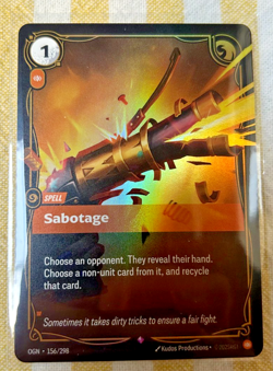 Riftbound - Sabotage - OGN 156/298 - Foil NM Origins Card - Image 1