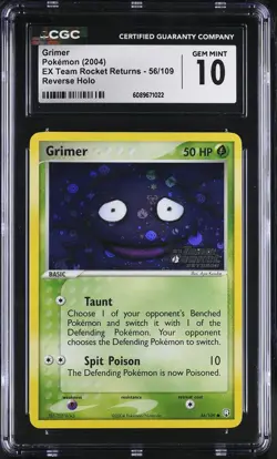 CGC 10 Grimer EX Team Rocket Returns 56/109 Reverse Holo Stamped Pokemon Card - Image 1