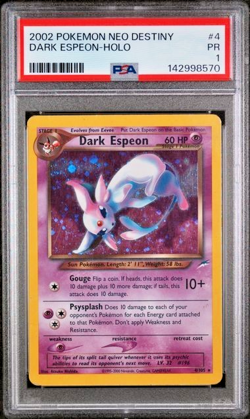 PSA 1 SWIRL 2002 Neo Destiny Dark Espeon 4/105 HOLO FOIL Rare Pokemon Card - Image 1