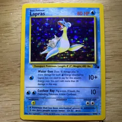 Lapras Fossil Holo Unlimited Card 10/62 LP Condition - Image 1
