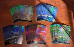 MTG: Unfinity BORDERLESS FOIL Space-ic Lands, NM 40 Basic Lands Mixed Card Lot!! - Image 1