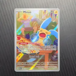 Pokemon Minun 194/182 SV04: Paradox Rift Illustration Rare Holo Card 70 HP - Image 1