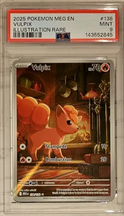 2025 POKEMON MEG EN-MEGA EVOLUTION ILLUSTRATION RARE #138 VULPIX PSA 9 MINT - Image 1