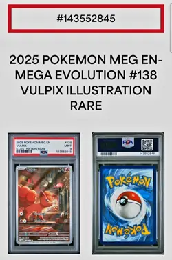 2025 POKEMON MEG EN-MEGA EVOLUTION ILLUSTRATION RARE #138 VULPIX PSA 9 MINT - Image 4