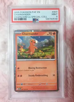 POKEMON CHARMANDER PSA 9 MINT #007 PALDEAN FATES CHARIZARD EX SPECIAL COLLECTION - Image 1