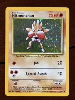Pokemon Base Set Hitmonchan 7/102 Holo Rare - Image 1