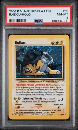 Raikou 13/64 PSA 8 Pokemon Neo Revelation Holo Rare - Image 1
