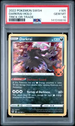2020 POKEMON SWORD & SHIELD DARKNESS ABLAZE #105 DARKRAI-HOLO PSA 10 - Image 1
