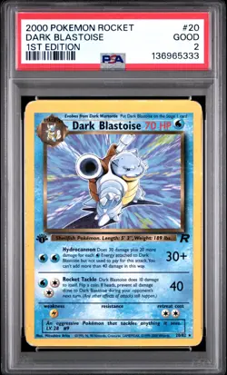 PSA 2 1ST EDITION 2000 Pokemon Team Rocket Dark Blastoise 20/82 Non Holo WOTC - Image 1