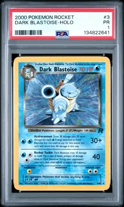 SWIRL PSA 1 PR 2000 Team Rocket Dark Blastoise 3/82 Holo Foil Pokemon Unlimited - Image 1