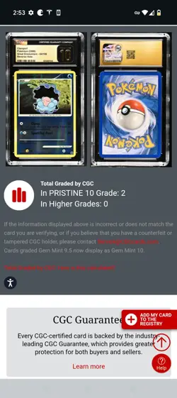 (POP 2) CGC 10 PRISTINE - Clamperl 64/106 Reverse Holo Great Encounters Pokemon - Image 4