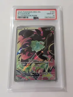 Pokemon Mega Evolution Bulbasaur Illustration Rare Card 133/132 English PSA 10 - Image 1
