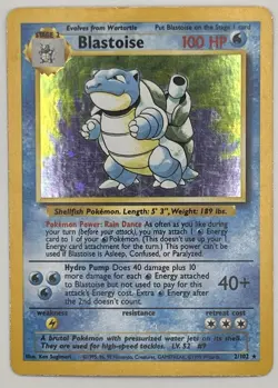 Pokemon Blastoise Base Set Holo Rare 2/102 100 HP Stage 2 Card - Image 1