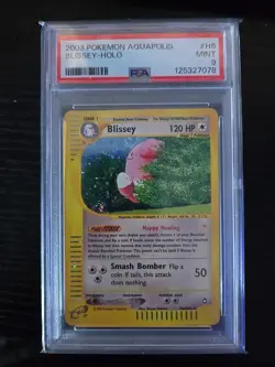 2003 Pokemon Blissey Aquapolis Holo Rare E-Reader Card H6/H32 PSA 9 Mint Swirl - Image 1