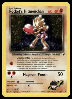 Pokemon Cards Rocket's Hitmonchan 11/132 Unlimited Holo Gym Heroes *eBay Live* 2 - Image 1